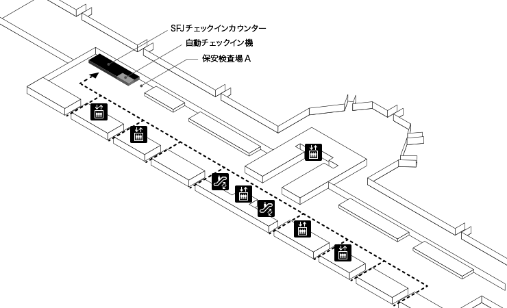 羽田空港第1ターミナル 福岡線 北九州線 関西線 山口宇部線 羽田空港 東京 スターフライヤー