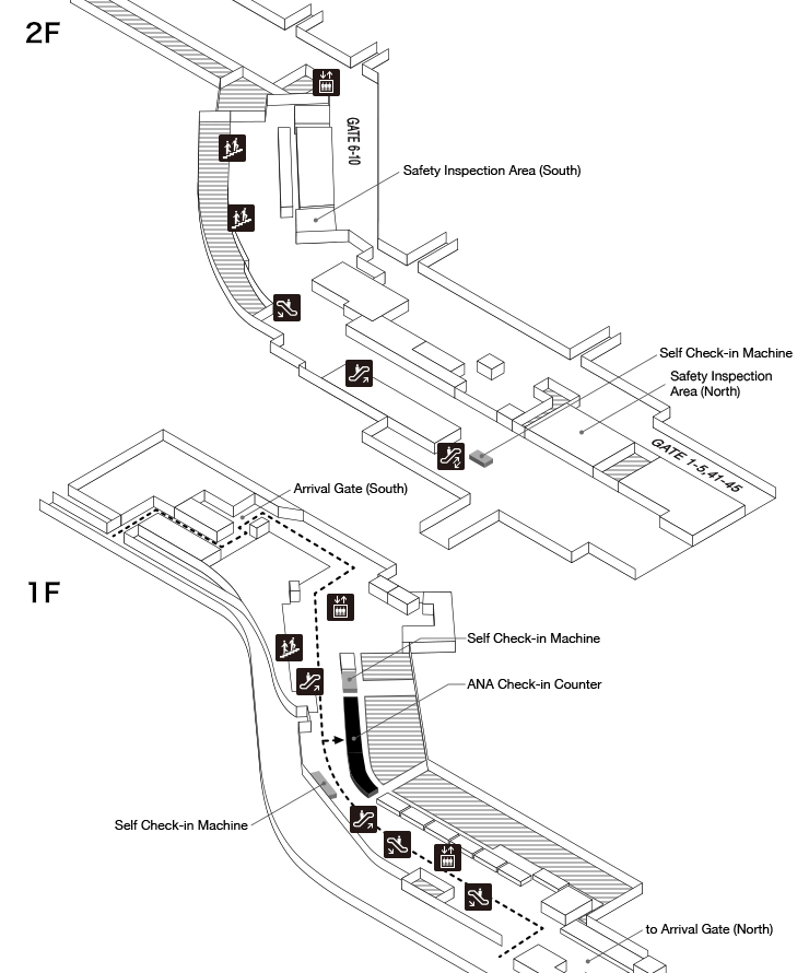Japan Domestic Flight Terminal Building Map, Fukuoka Airport