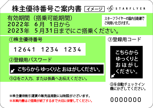 スターフライヤー　株主優待　5枚